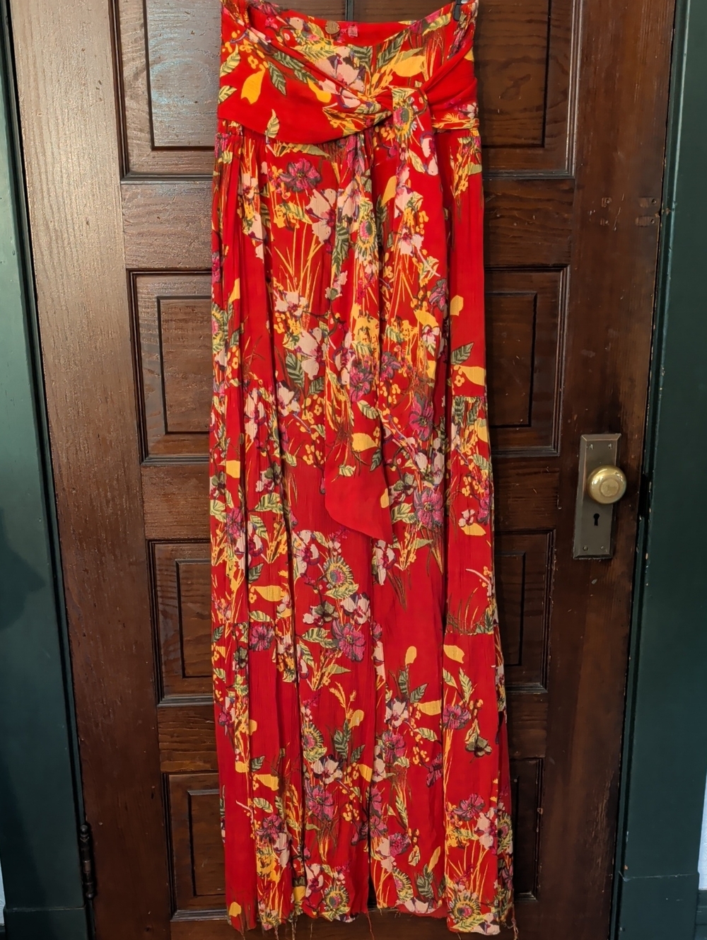 Free People FP One Aloha printed wide-leg Flowy pants Red Tropical Floral L - Picture 2 of 11